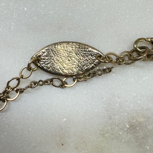 Textured Gold Tone Leaf Link Necklace - Picture 4 of 6